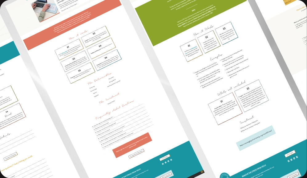 Exhale mobile page designs