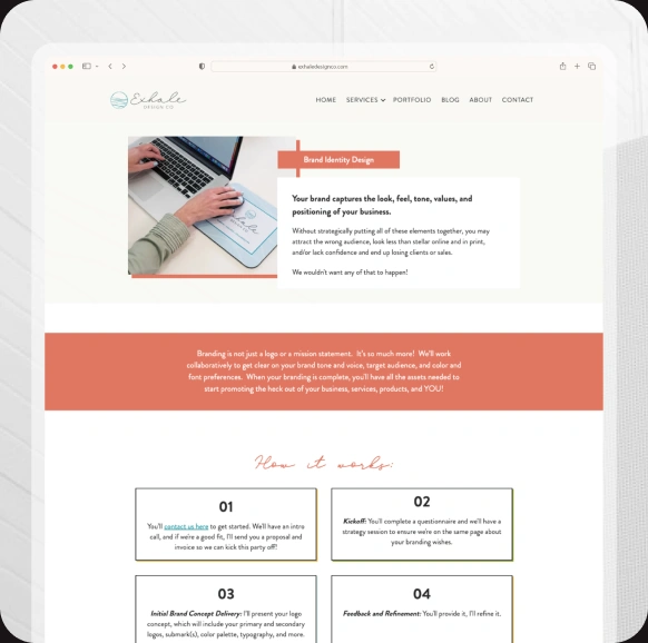Exhale brand identity page