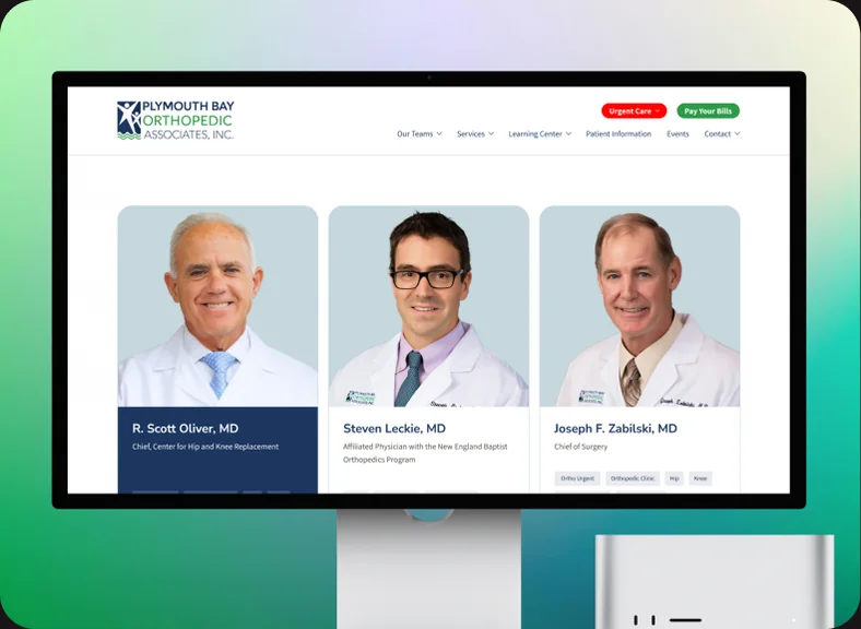 Plymouth Bay Orthopedic Associates desktop mockup