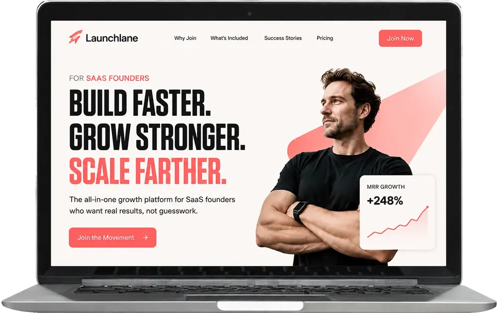 Completed landing page on a laptop