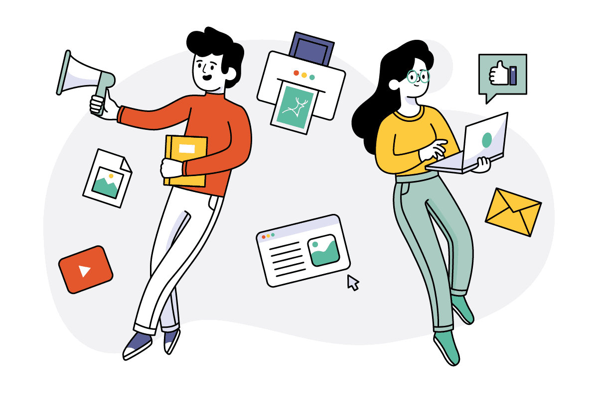 digital marketing illustrations cartoon