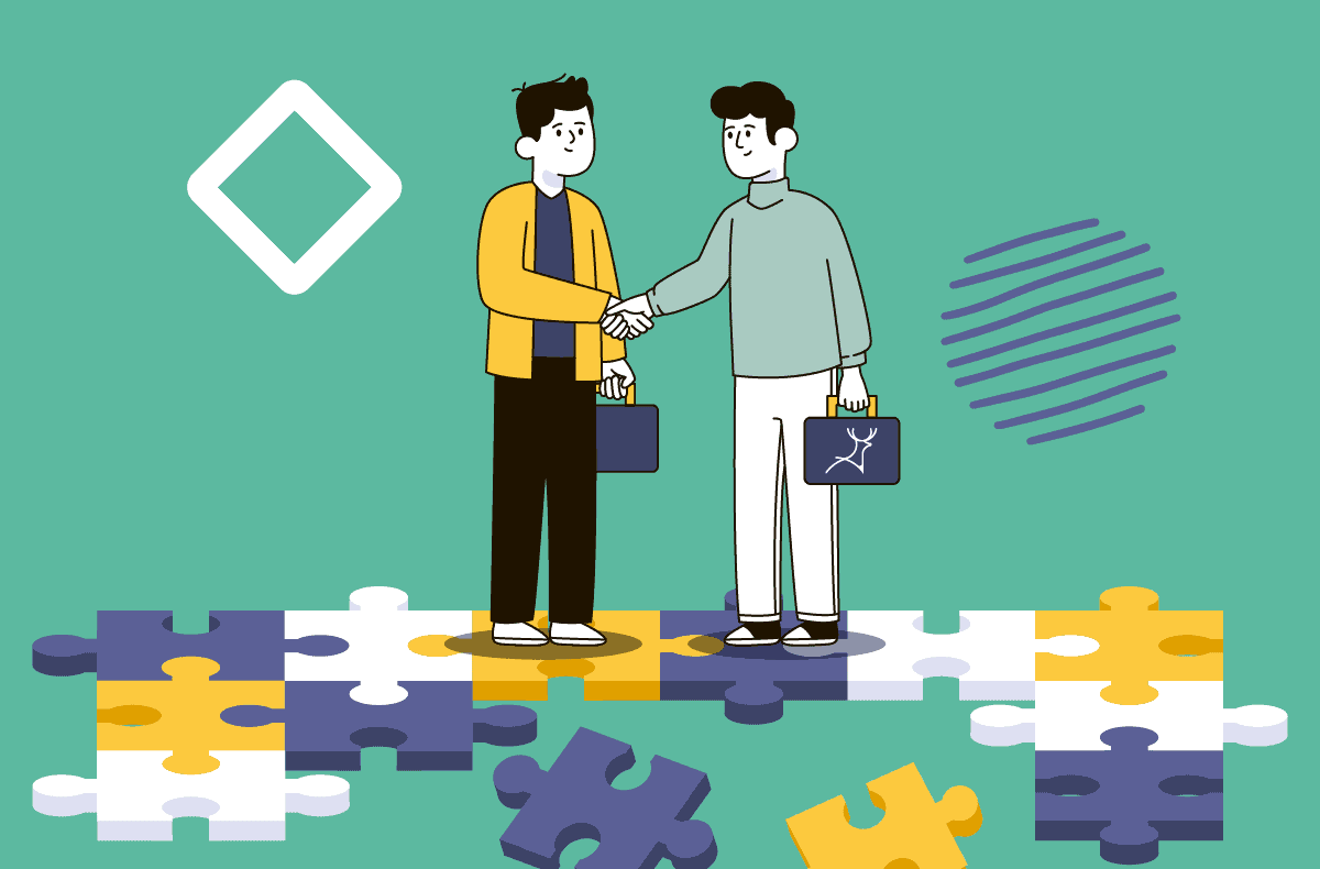 b2b marketing handshake cartoon