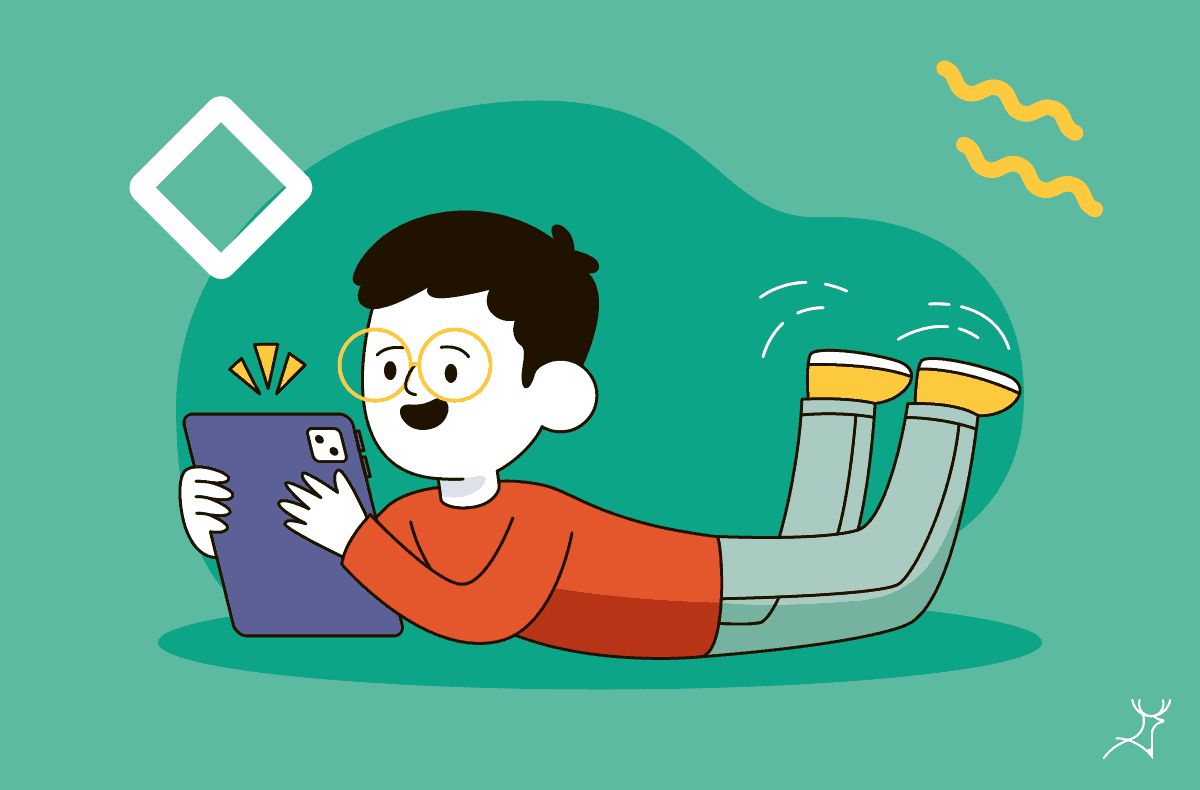 child playing with tablet illustration