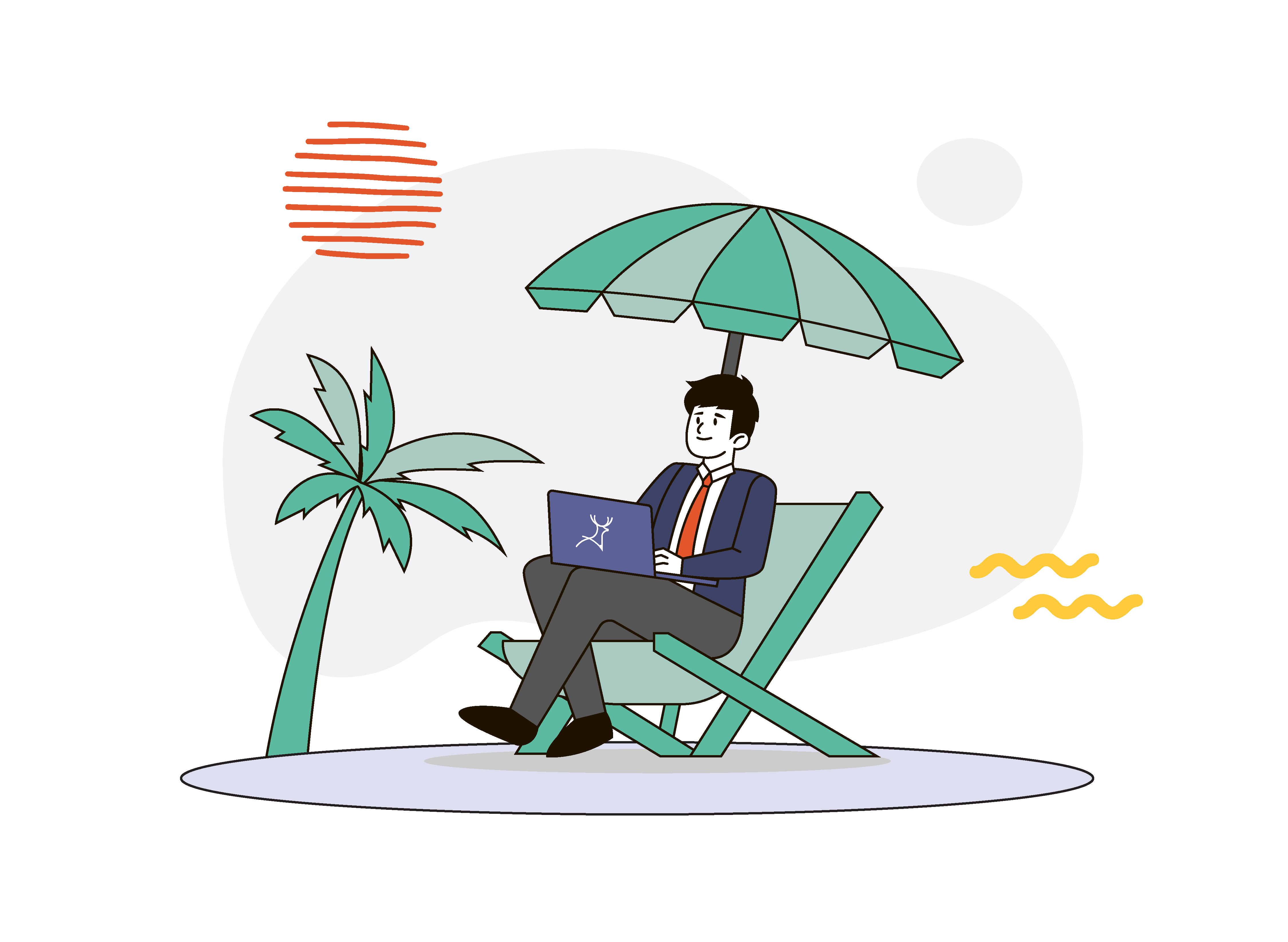 Business man business owner working in a beach