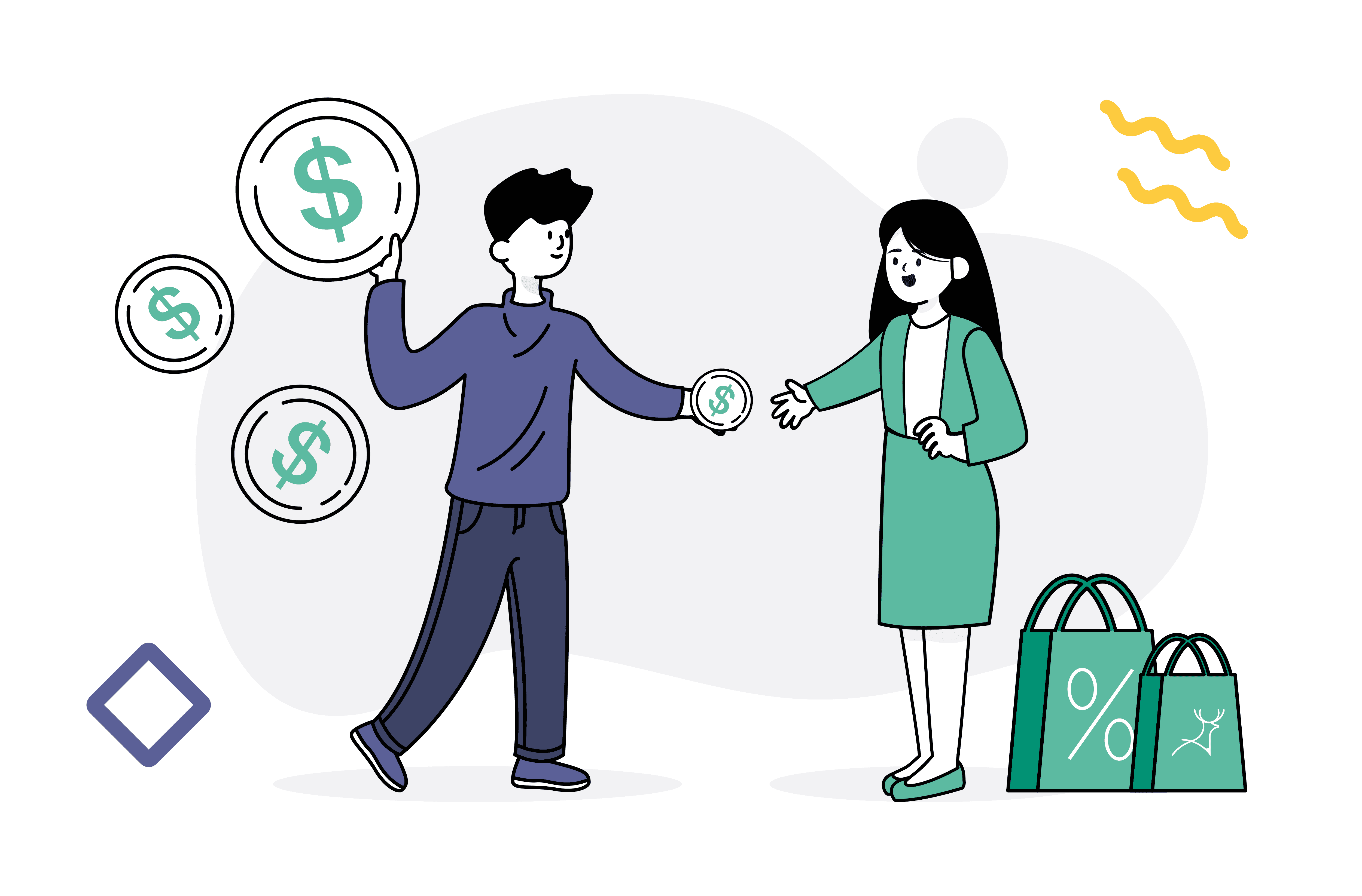 people buy from people illustration design