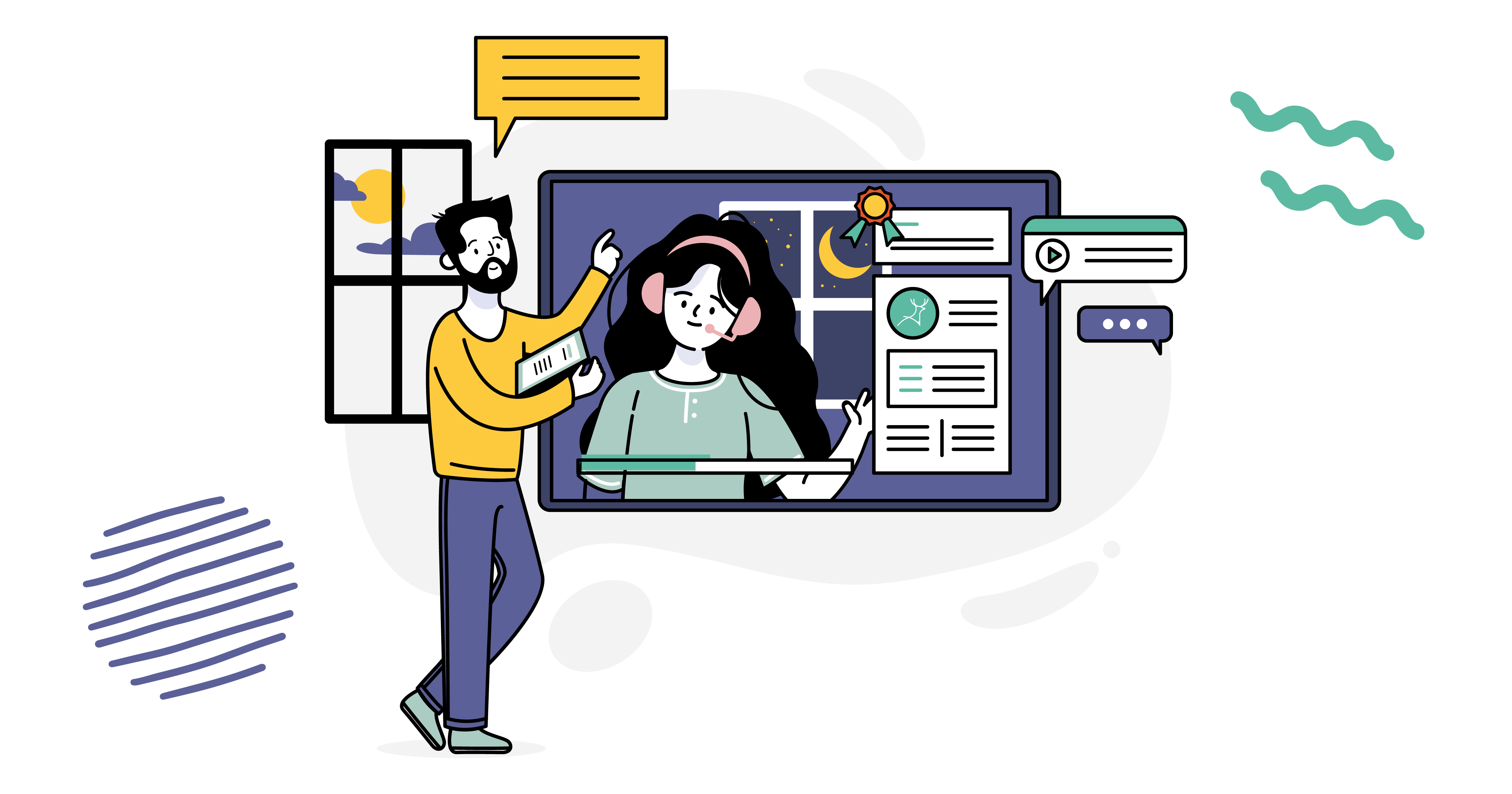 training remote staff cartoon