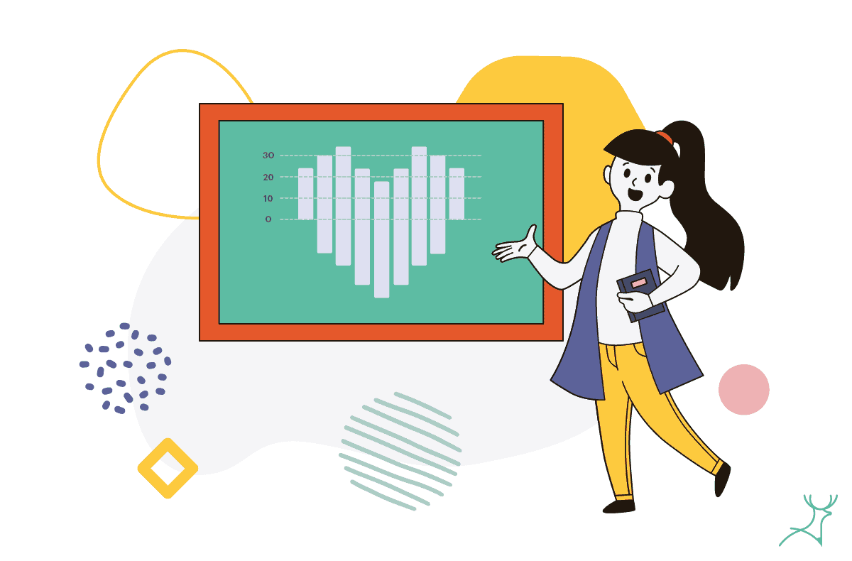 illustration girl showing data