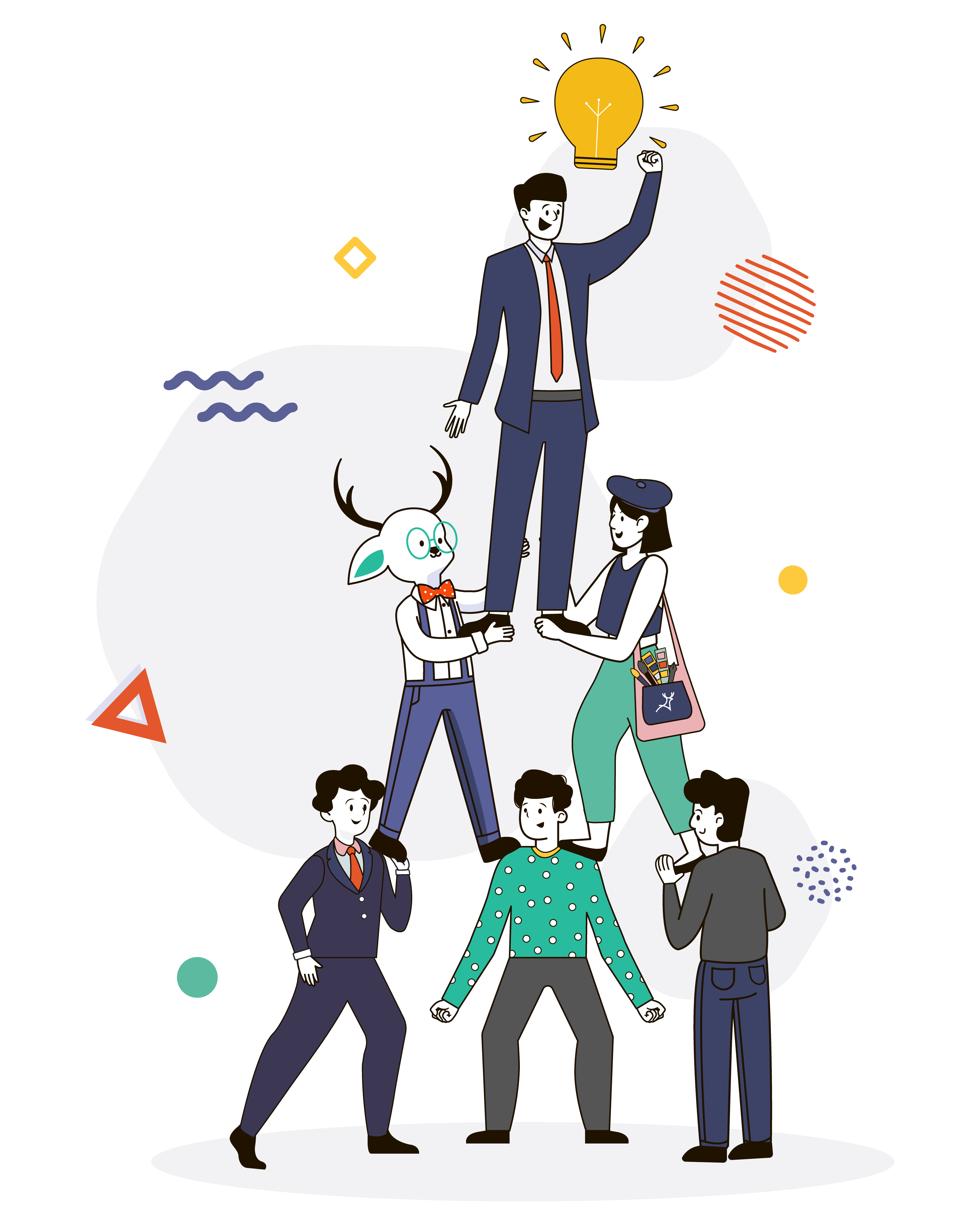 Online community building human pyramid