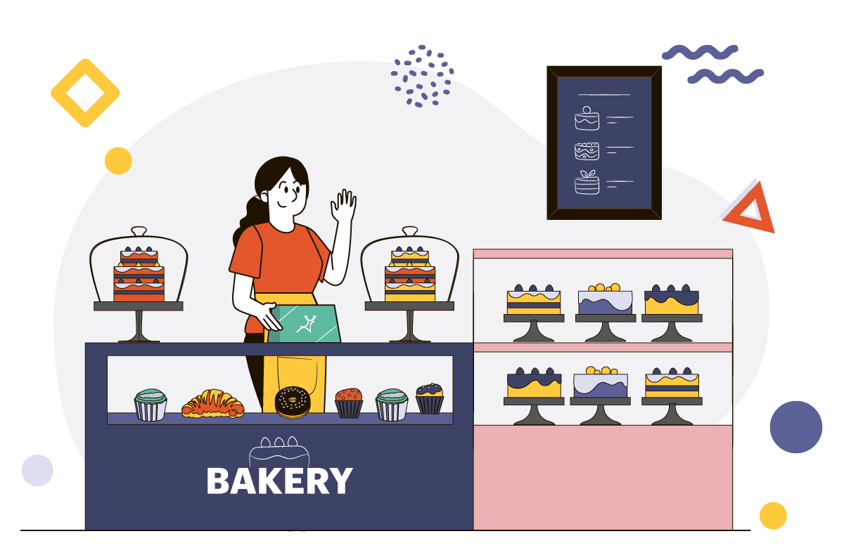 small and medium business bakery illustration